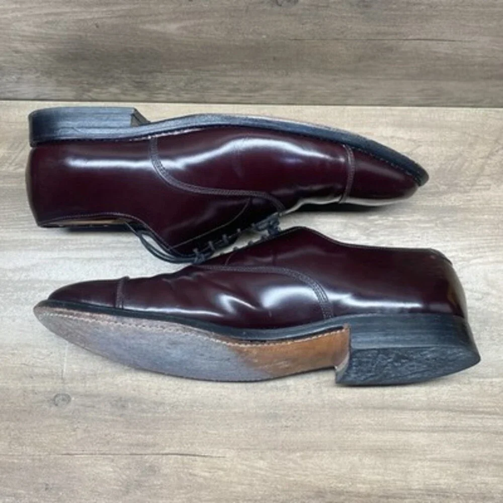 Allen Edmonds Park Avenue Cap Toe Oxfords Mens‎ 10 D5675 Burgundy Leather USA